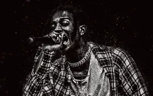 Playboi Carti Performingin Monochrome Wallpaper