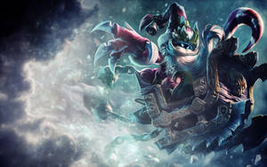 Players Engaging In An Exciting Battle In The Virtual World Of 3d League Of Legends Wallpaper