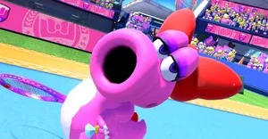 Playful Birdo Adventure: Super Mario's Enigmatic Ally Wallpaper