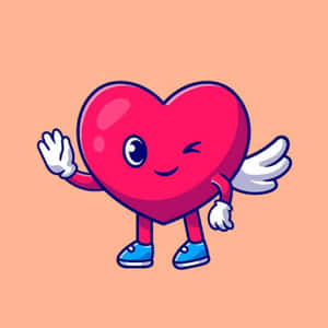 Playful Cartoon Heart Bursting With Love Wallpaper