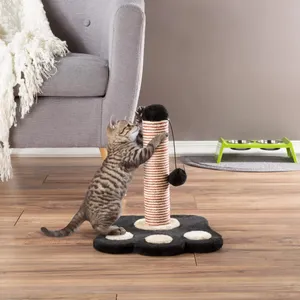 Playful Cat Relishing A Scratching Post Wallpaper