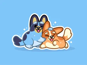 Playful Corgi Duo Cartoon Wallpaper