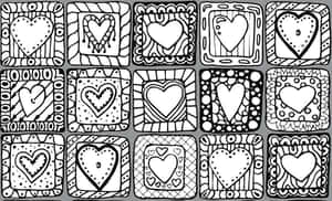 Playful Heart Doodle Art Wallpaper