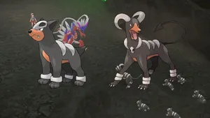 Playful Houndour - Spotlight From Pokemon Scarlet Wallpaper