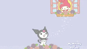 Playful Kuromi And Sweet My Melody - Friends Forever Wallpaper