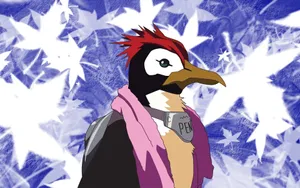 Playful Pen Pen Enjoying A Colourful Day Wallpaper