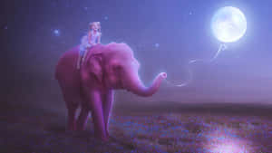 Playful Pink Elephant Wallpaper