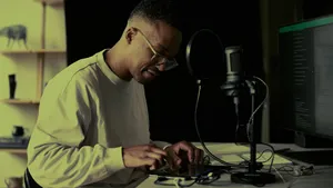 Podcast Host Recording Session Wallpaper