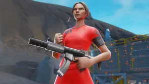 Poised Armed Fortnite Girl Wallpaper