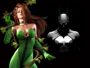 Poison Ivyand Batman Digital Artwork Wallpaper