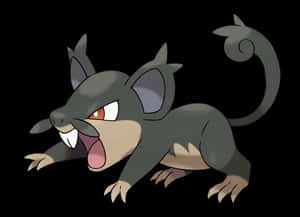 Pokemon Alolan Rattata Gray Fur In A White Background Wallpaper