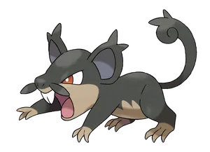 Pokemon Alolan Rattata Gray Fur In A White Background Wallpaper