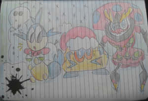 Pokémon Blipbug Paper Drawing Wallpaper