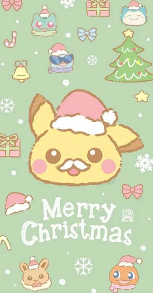 Pokémon Christmas Pikachu In Green Wallpaper
