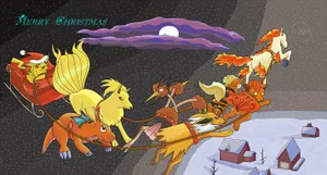 Pokémon Christmas Pikachu In Sleigh Wallpaper