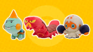 Pokemon Dolls, Chewtle Sizzlipede, And Clobbopus Wallpaper
