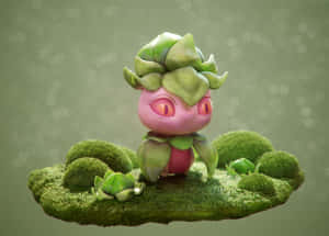 Pokémon Fomantis Toy Model In Green Wallpaper