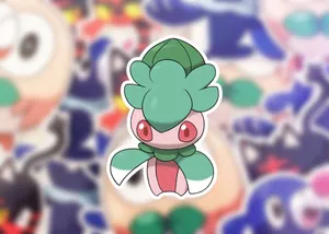Pokémon Fomantis With Pokémon Background Wallpaper