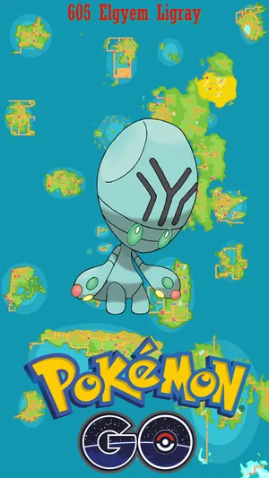 Pokémon Go Elgyem Blue Green Phone Wallpaper