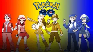 Pokemon Go Trainers Rainbow Background Wallpaper