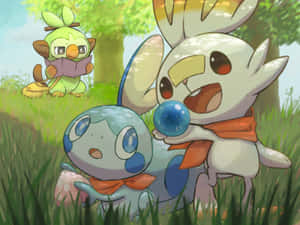 Pokemon Grookey Sobble Scorbunny Friends Forest Wallpaper