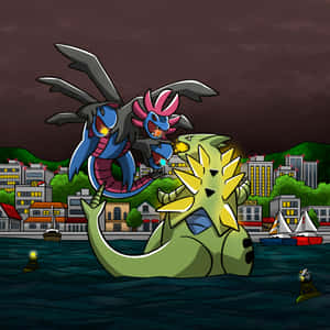 Pokémon Hydreigon Vs Tyranitar Wallpaper