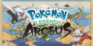 Pokémon Legends Arceus Logo With Braviary And Growlithe Wallpaper