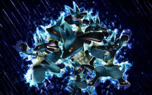 Pokemon Lucario Blue Collage Wallpaper