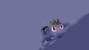 Pokemon Machop Climbing Up Purple Wall Wallpaper