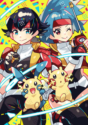 Pokemon Ranger Dynamic Duoand Pikachu Wallpaper
