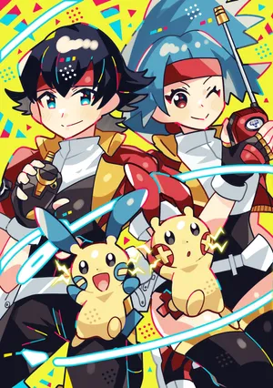 Pokemon Ranger Dynamic Duoand Pikachu Wallpaper