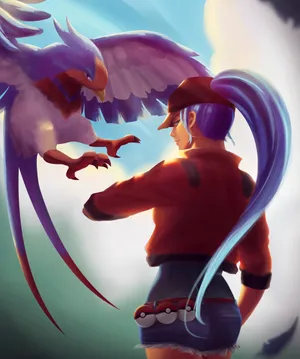 Pokemon Rangerand Fearow Encounter Wallpaper