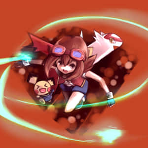 Pokemon Rangerand Pikachu Action Wallpaper