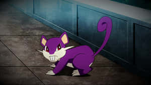 Pokemon Rattata Crawling On A Gray Tiled Floor Wallpaper