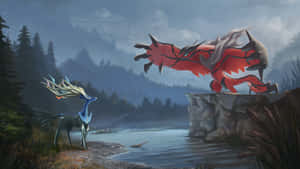 Pokemon Xerneas And Yveltal Outdoors Wallpaper