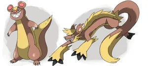 Pokémon Yungoos And Gumshoos In White Wallpaper