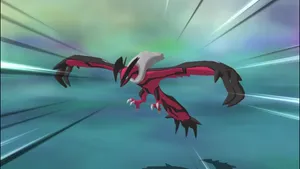 Pokemon Yveltal With Blue-green Background Wallpaper