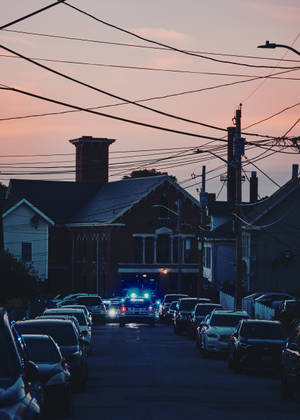 Police Car At Sundown Wallpaper