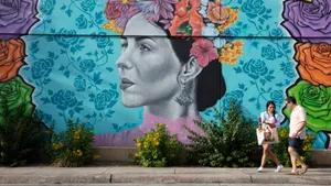 Polished Native American Mural Folk Art Wallpaper