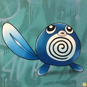 Poliwag Against Paint Splatters Wallpaper