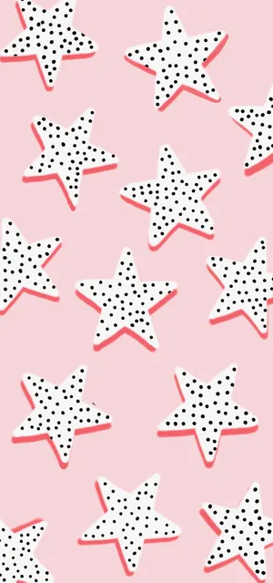 Polka Dot Stars Pattern Pink Background Wallpaper