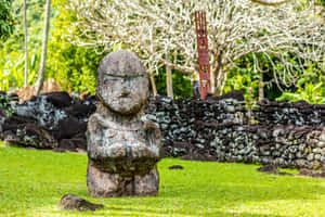 Polynesian Tiki Statue Garden Wallpaper