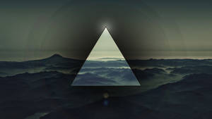 Polyscape Art On Top Of A Scenic Mountain View Wallpaper