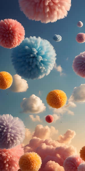 Pom Pom Clouds Fantasy Sky Wallpaper