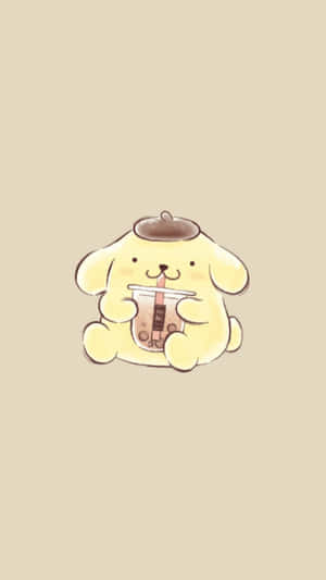 Pompompurin Coffee Hat Cute Illustration Wallpaper