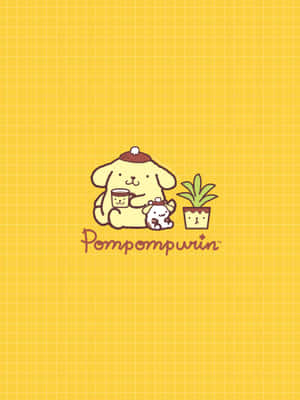 Pompompurin Friends Yellow Background Wallpaper