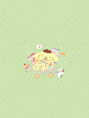 Pompompurin In Shopping Cart Wallpaper