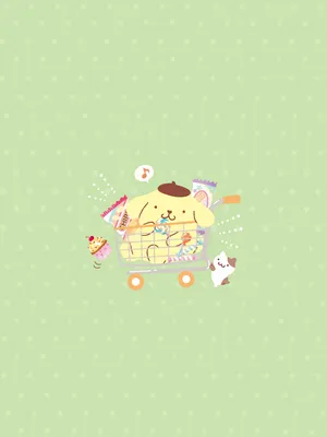Pompompurin In Shopping Cart Wallpaper