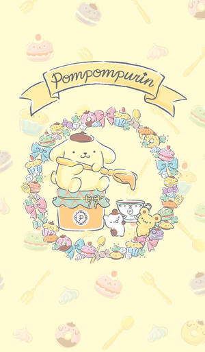 Pompompurin Inside A Wreath Wallpaper