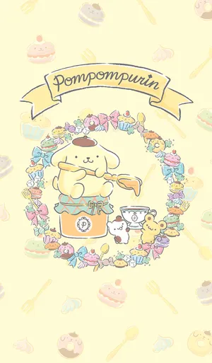 Pompompurin Inside A Wreath Wallpaper